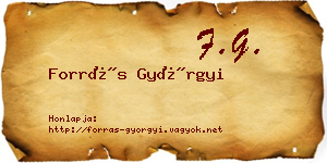 Forrás Györgyi névjegykártya